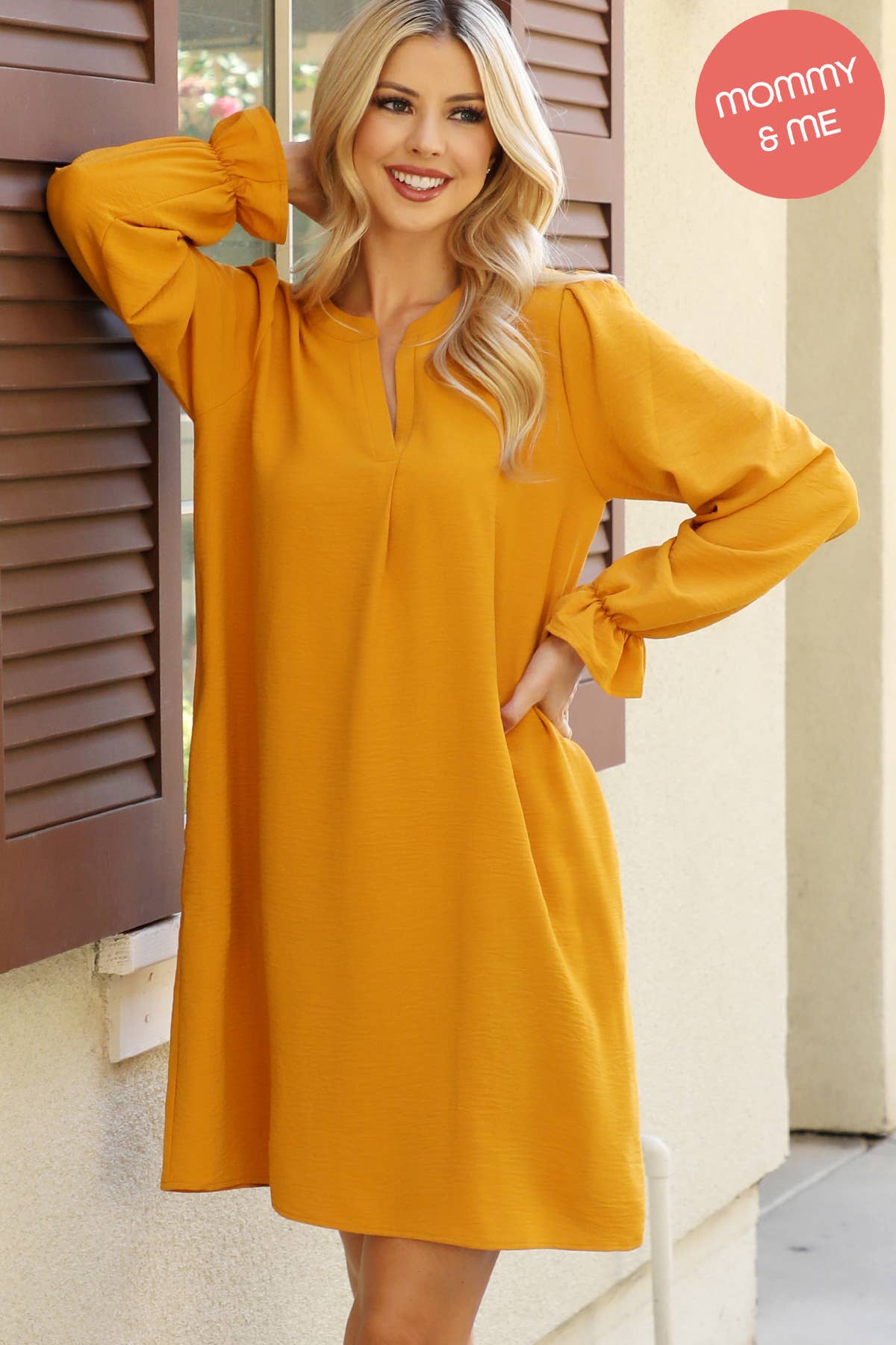 Collared neckline woven dress