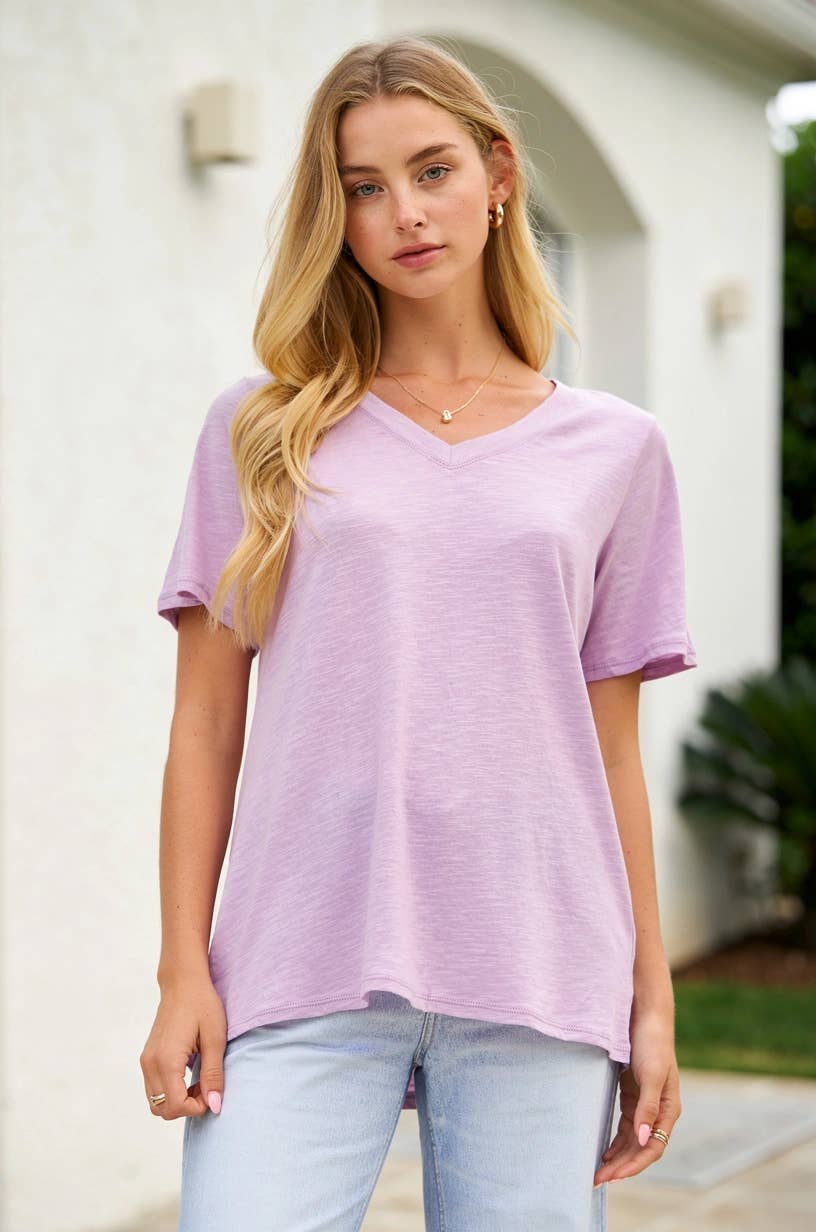 Everyday Essential Cotton V-Neck Knit Top
