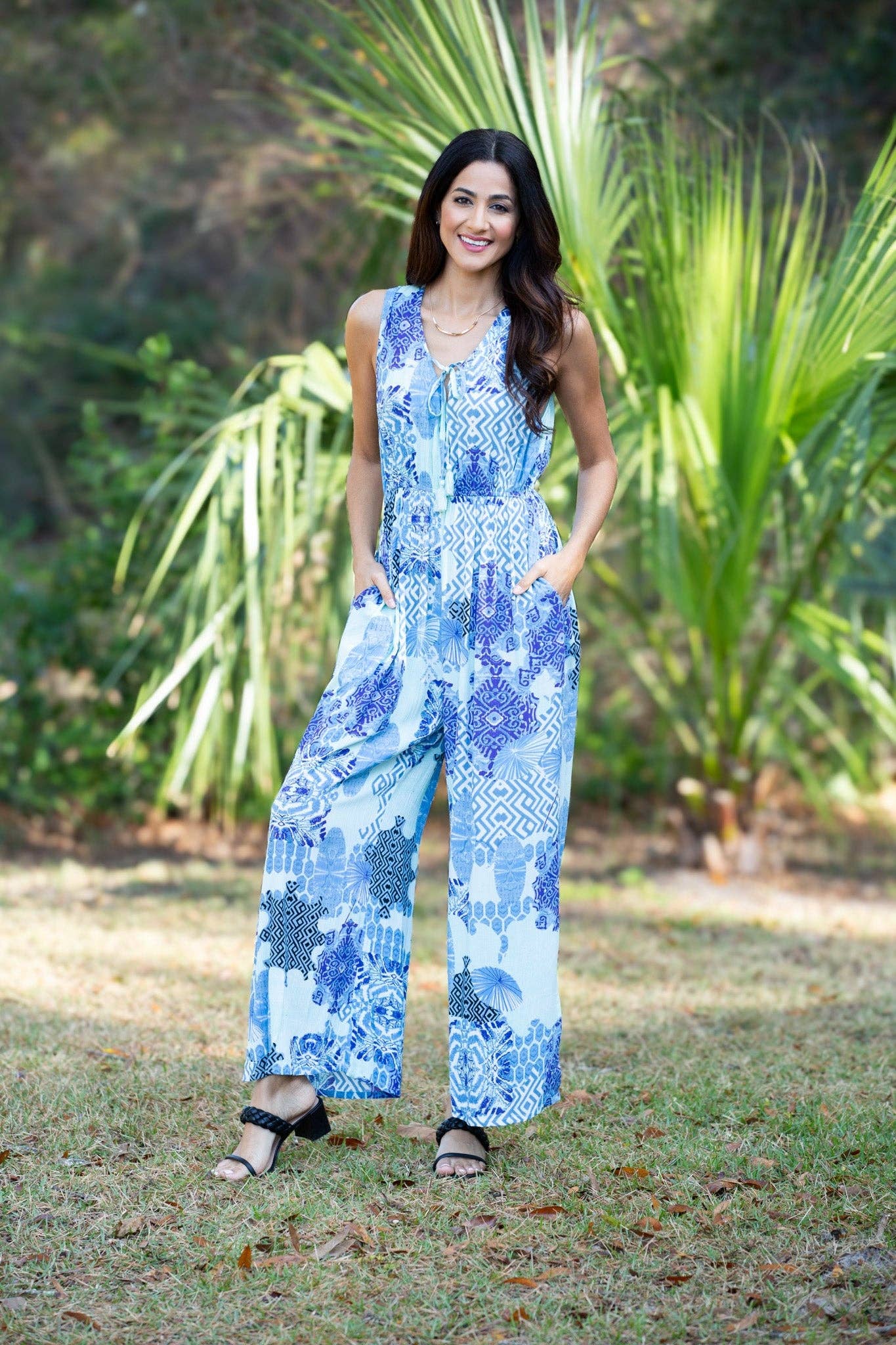 Enchanting Blue Meadow Chic Romper
