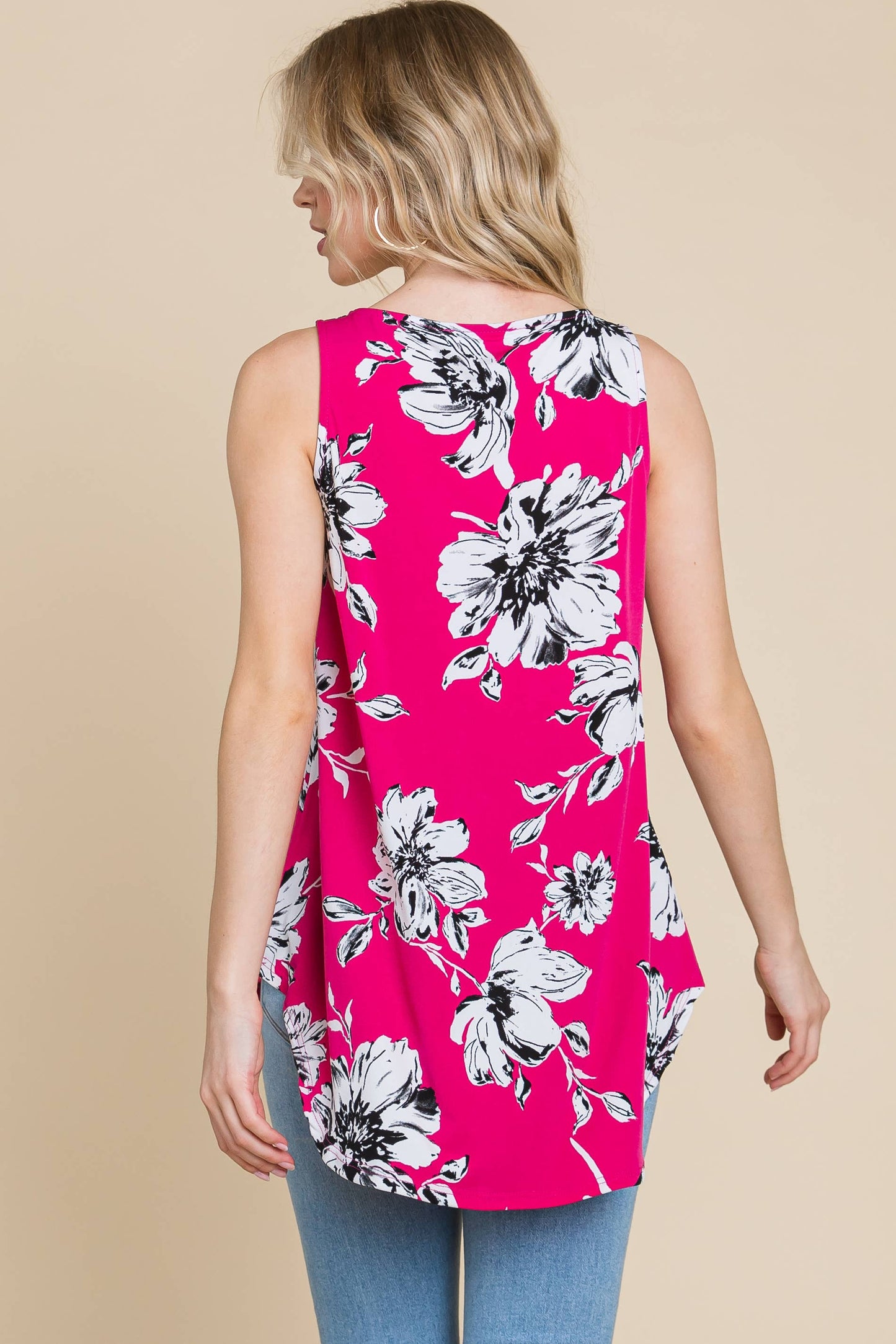 Floral Sleeveless Swing Tunic Top
