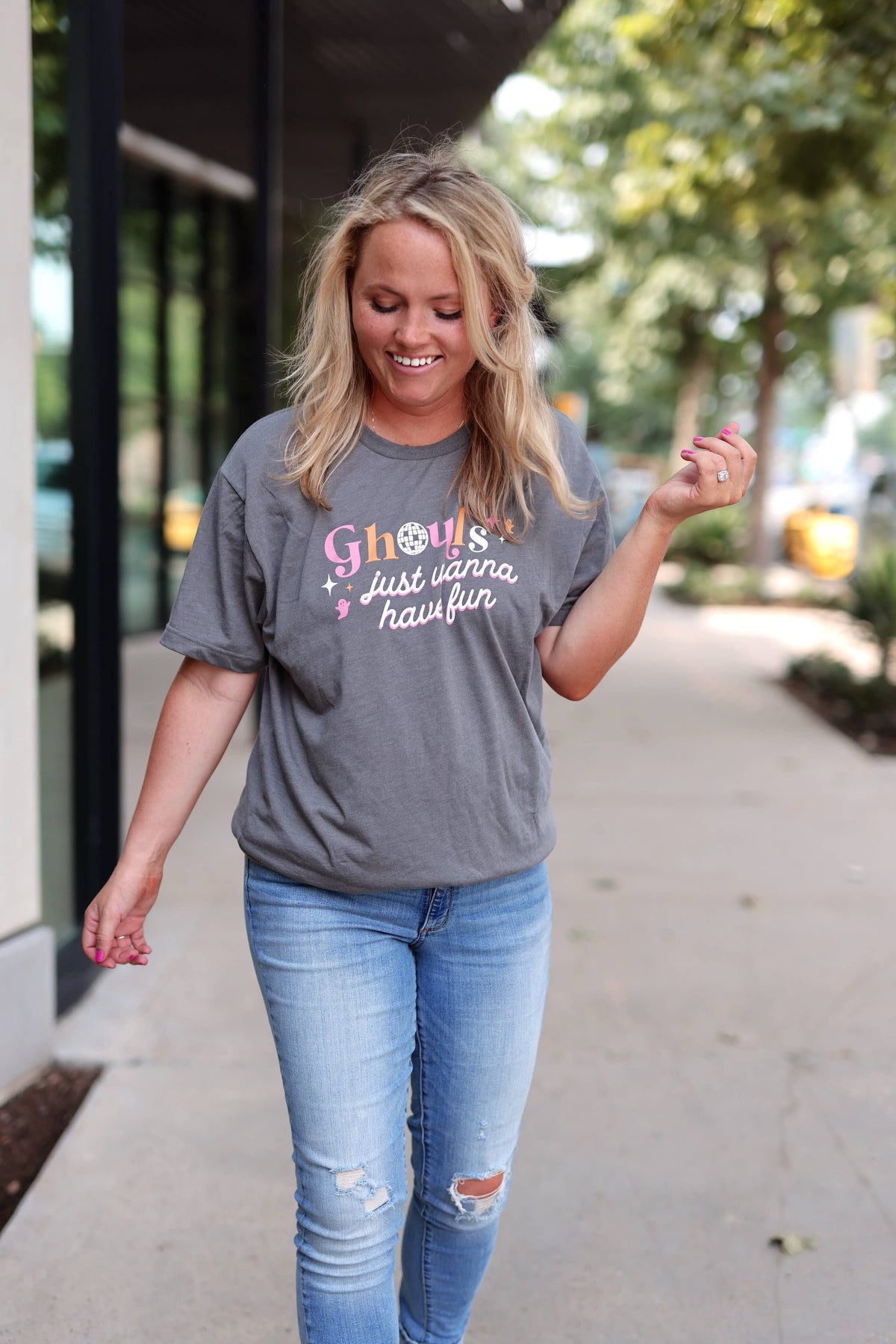 Halloween Graphic Tee -Ghouls Just Wanna Have Fun - Graphite