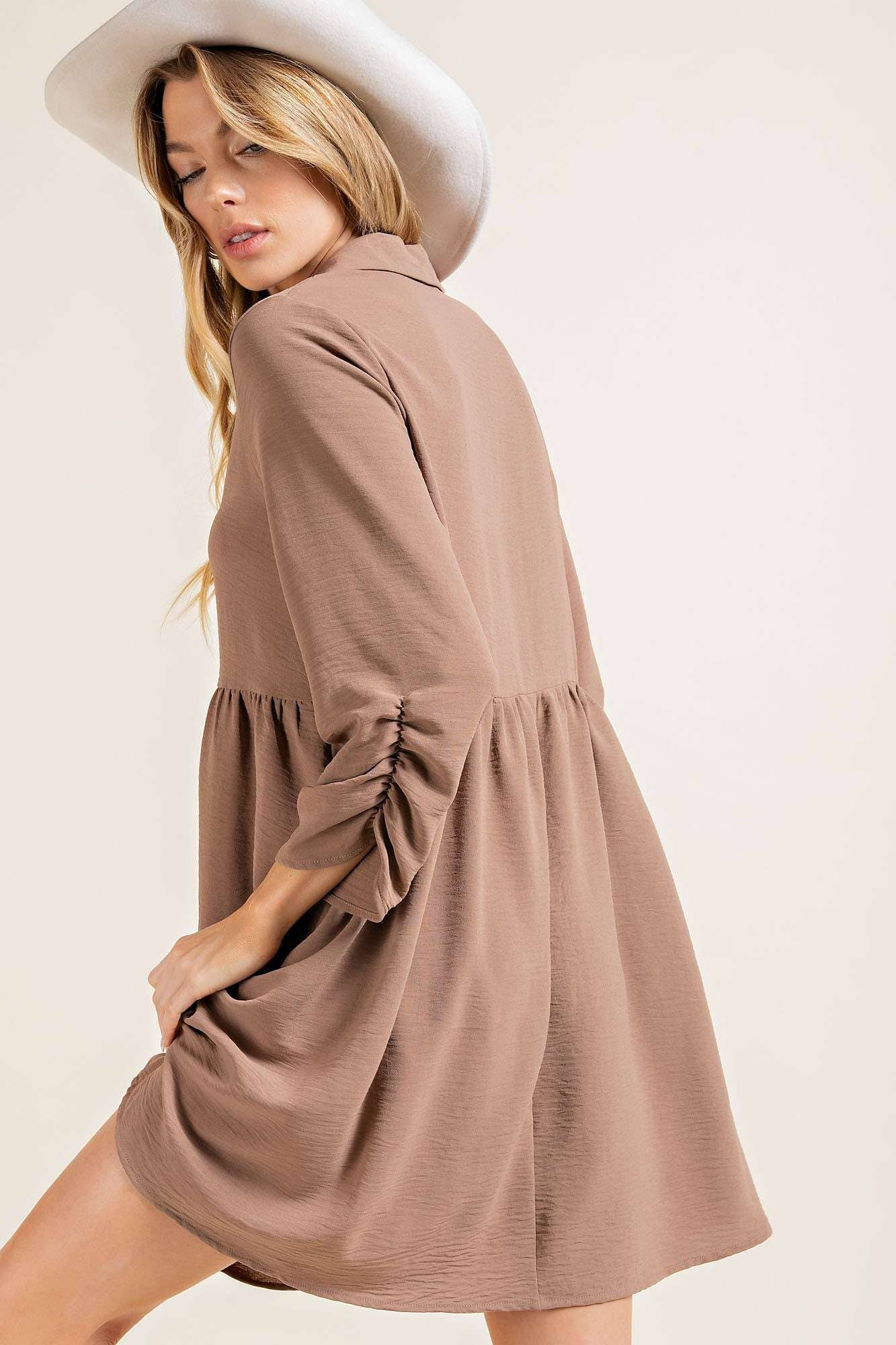 Ruched sleeve dress