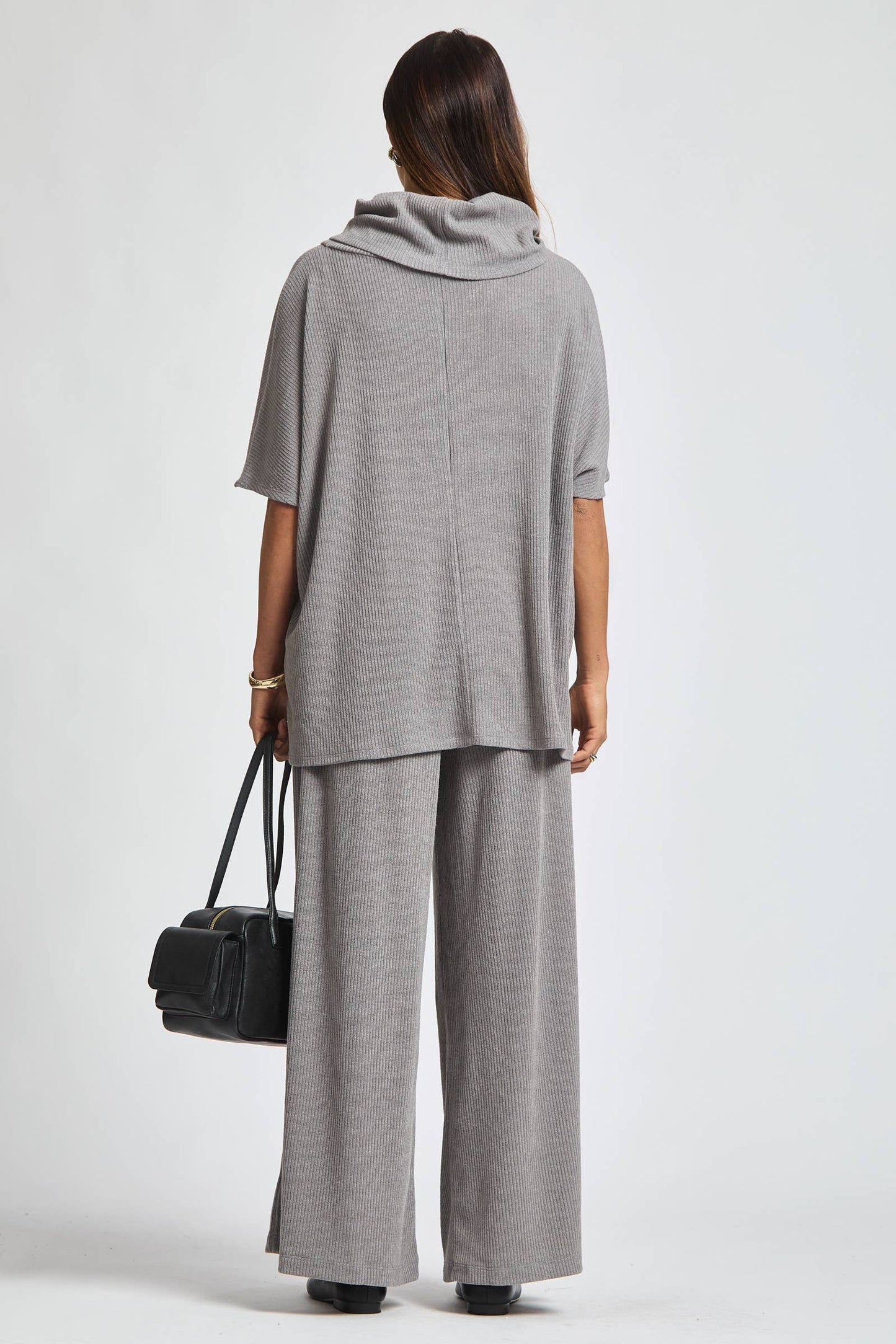 Cowl Neck Top + Relaxed Pants 2 Piece Set