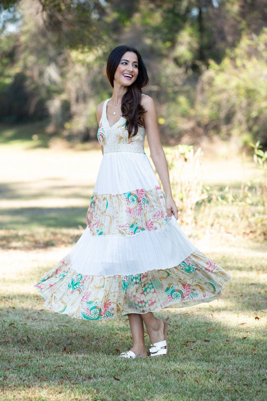 White Tiered Bohemian Maxi Dress
