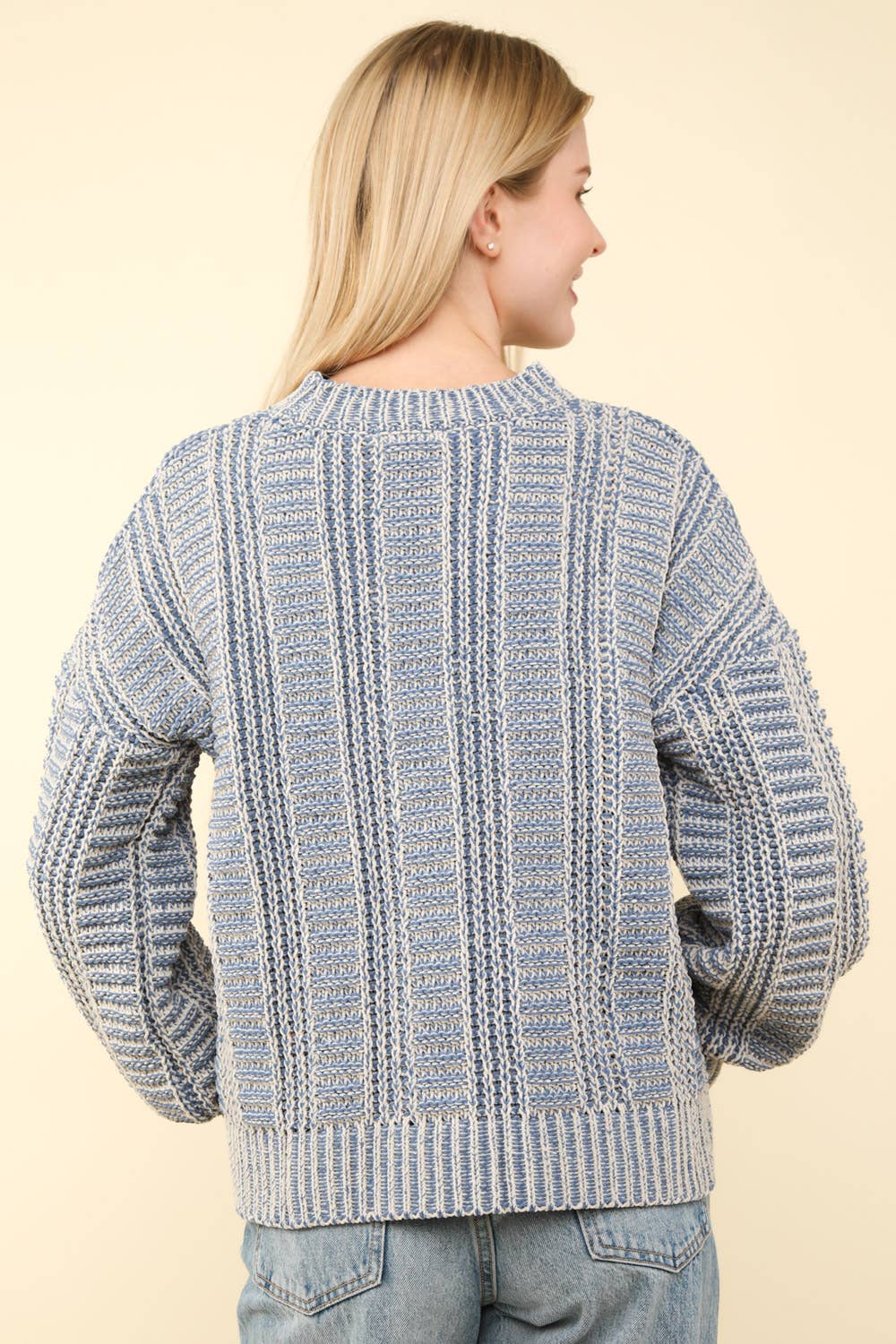 Two Tone Cozy Sweater Knit Top