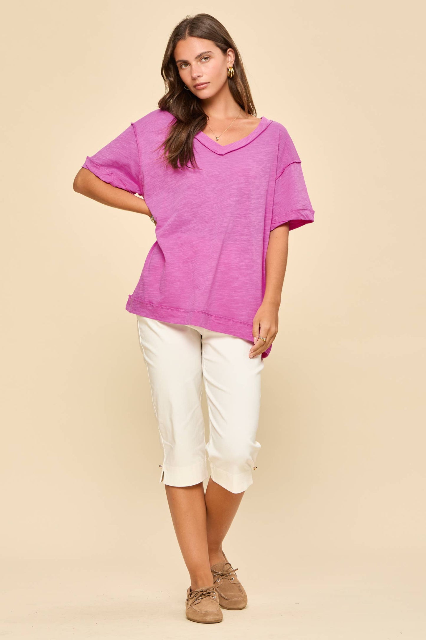V-Neck Cotton Knit Top