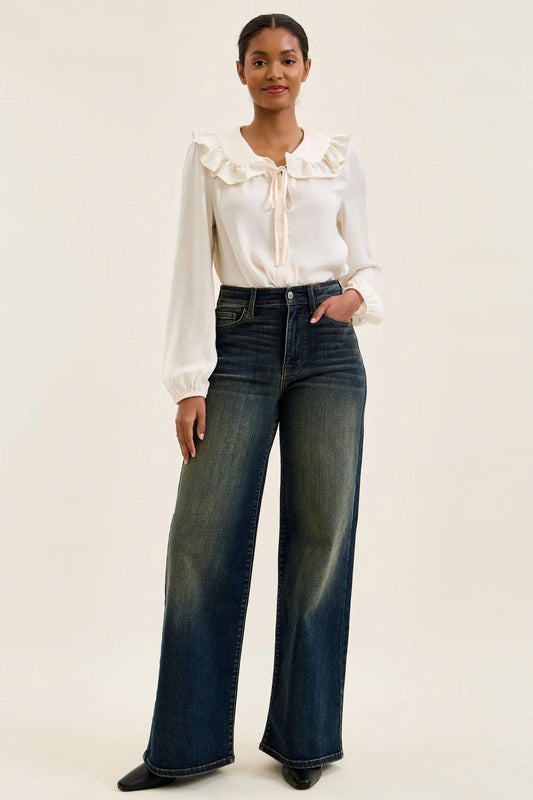 High-Waist Luxury Retro Wide-Leg Jeans 82724
