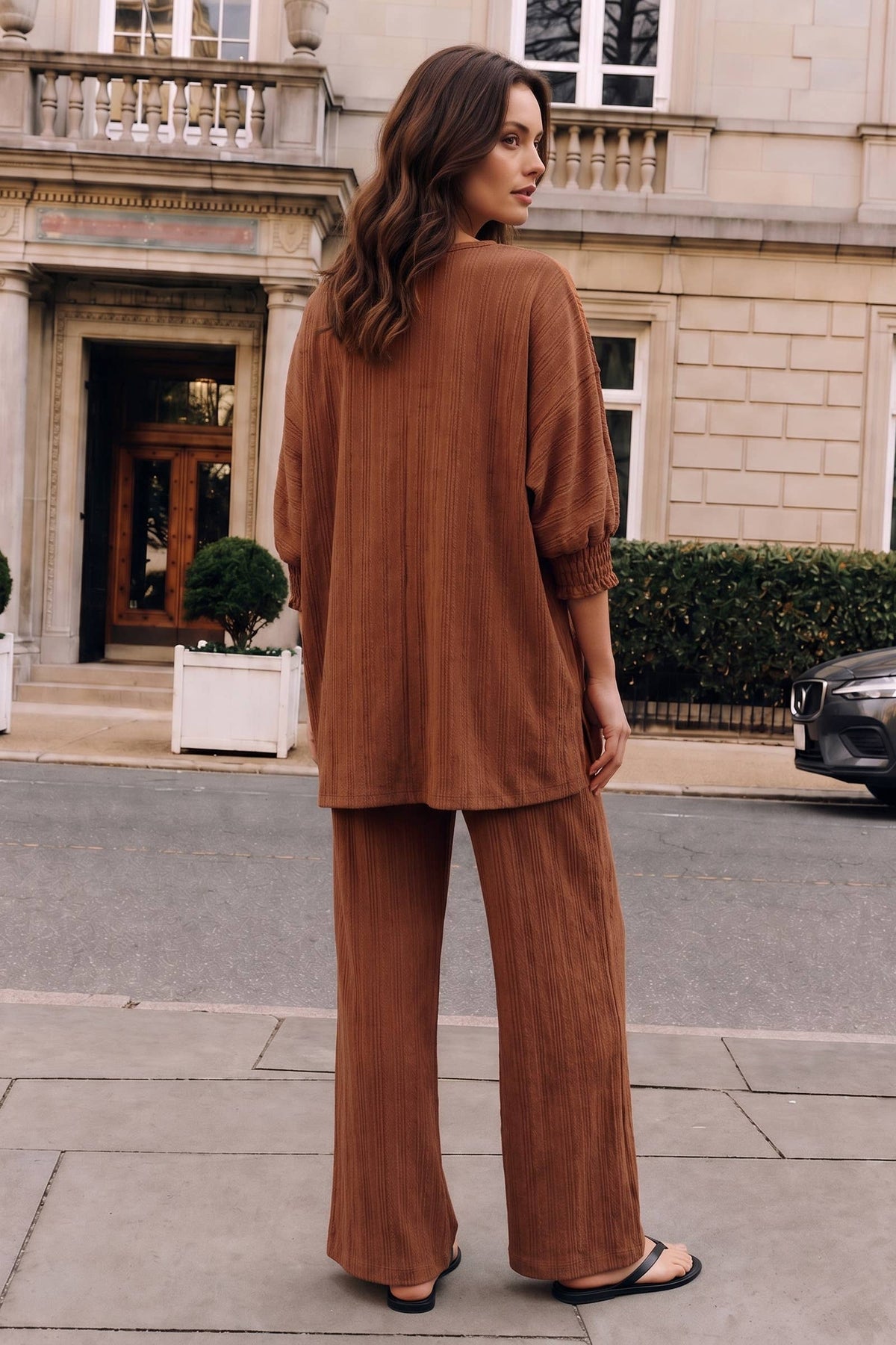 2-Piece Smocked Sleeve Blouse + Relaxed Bottoms