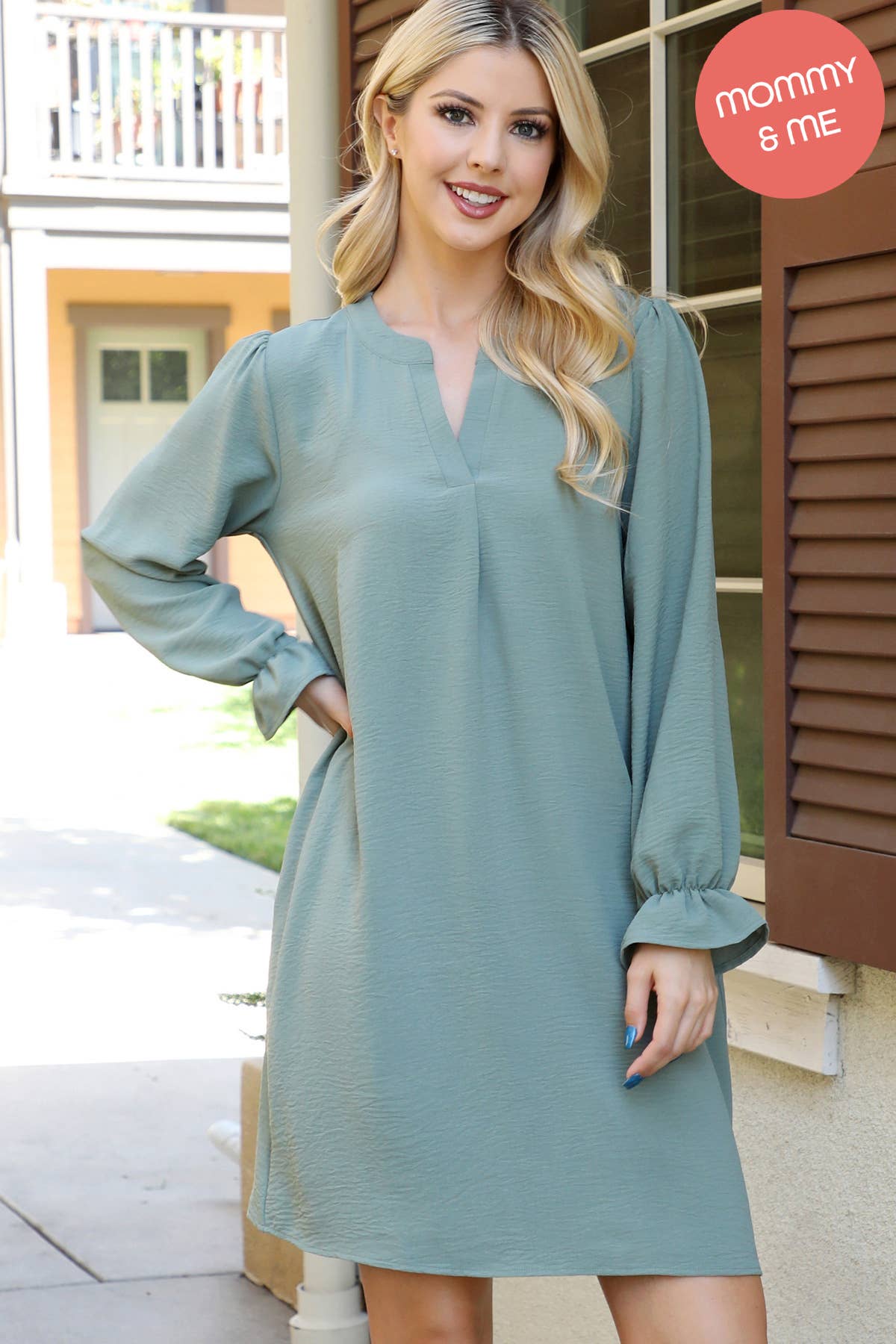 Collared neckline woven dress
