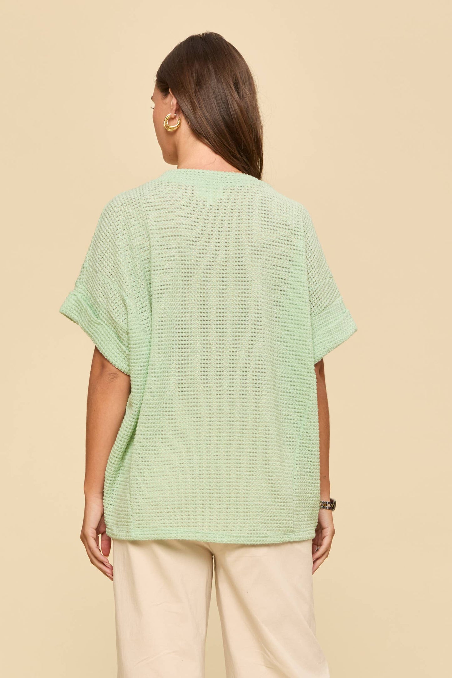 V-Neck Lightweight Sweater Crochet Knit Poncho Top