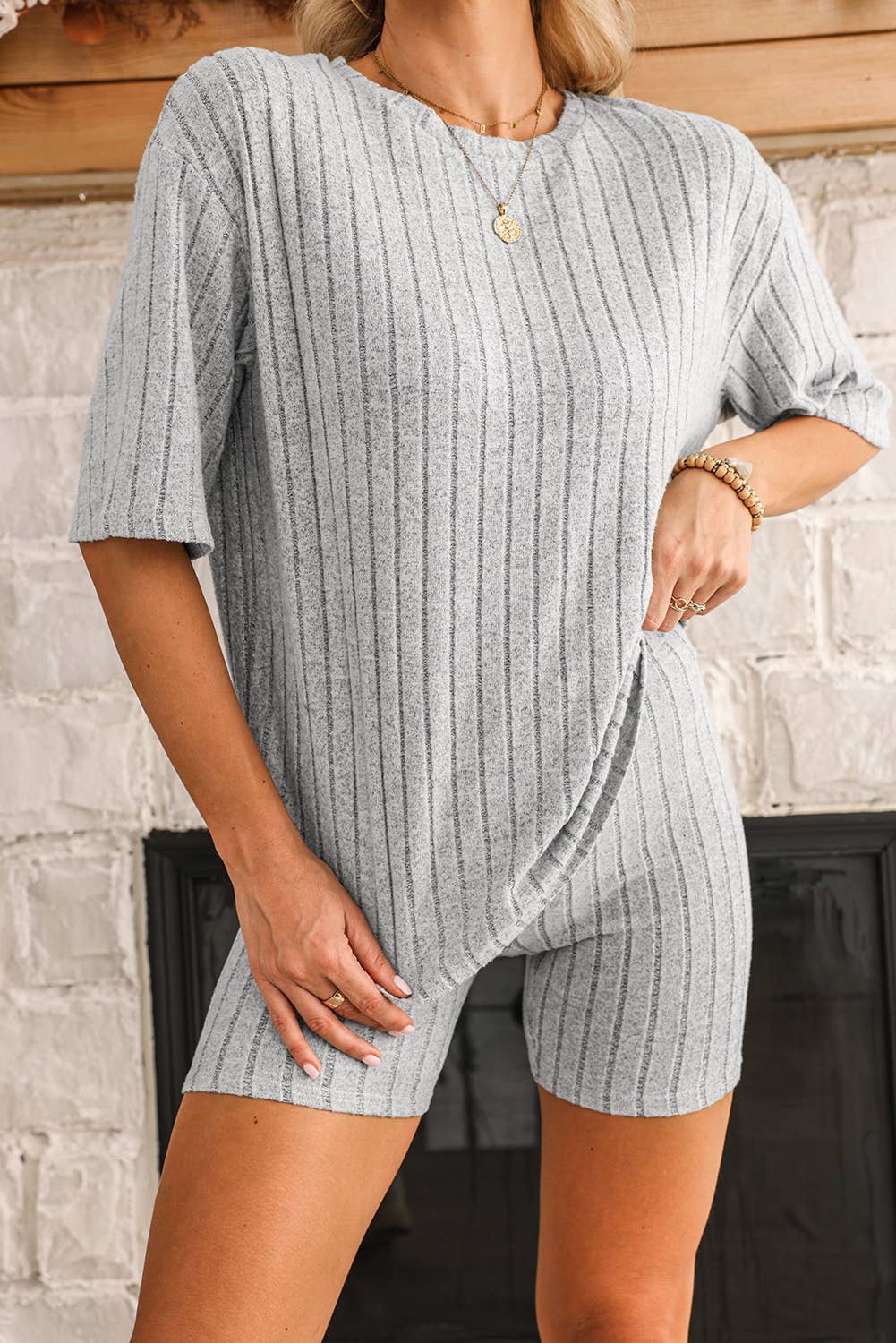 Aapparella - Plain Ribbed Loose Fit Two Piece Lounge Set | S-XL