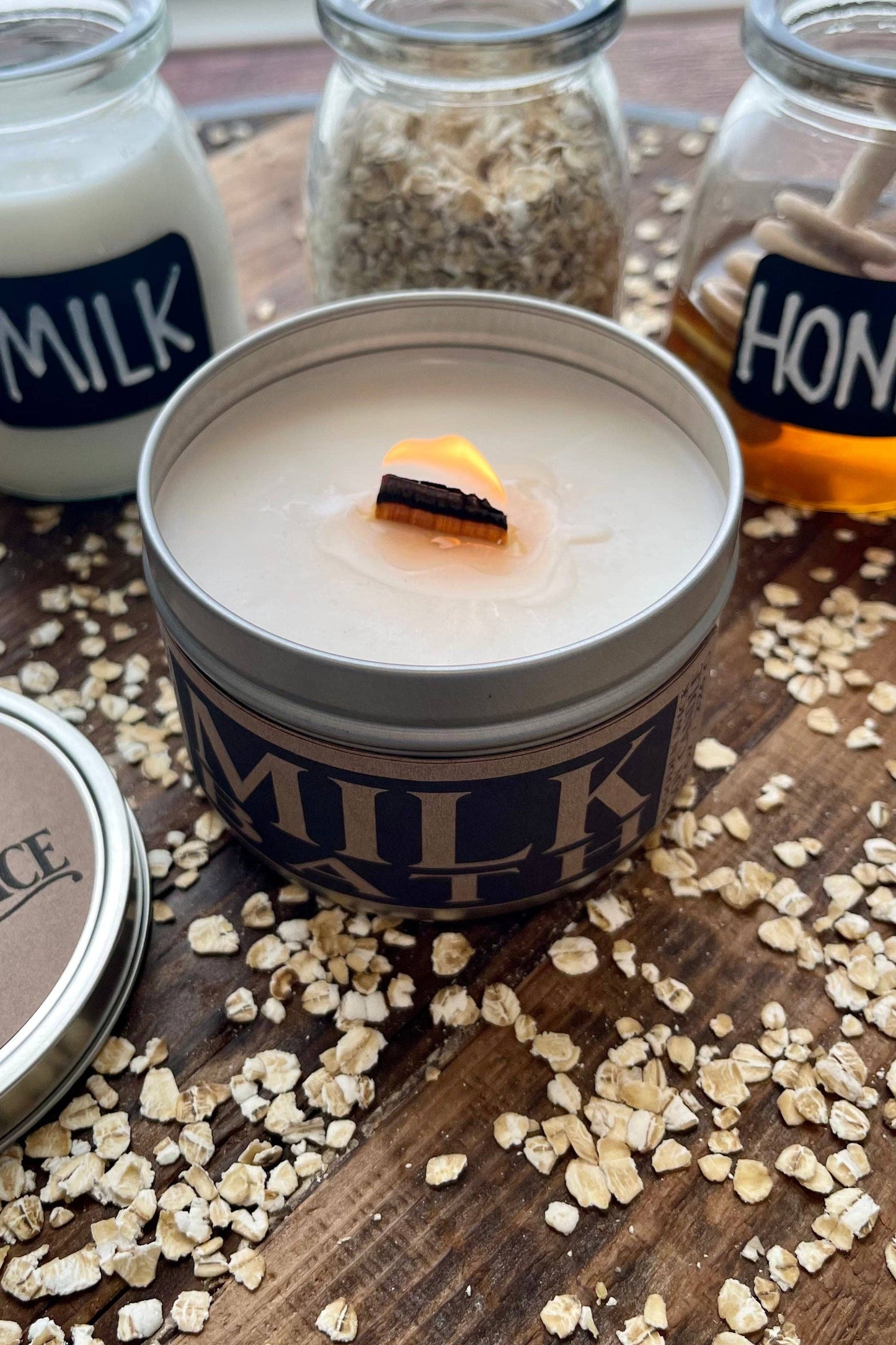 Milk Bath - 8 oz Candle Tin - Wooden Wick