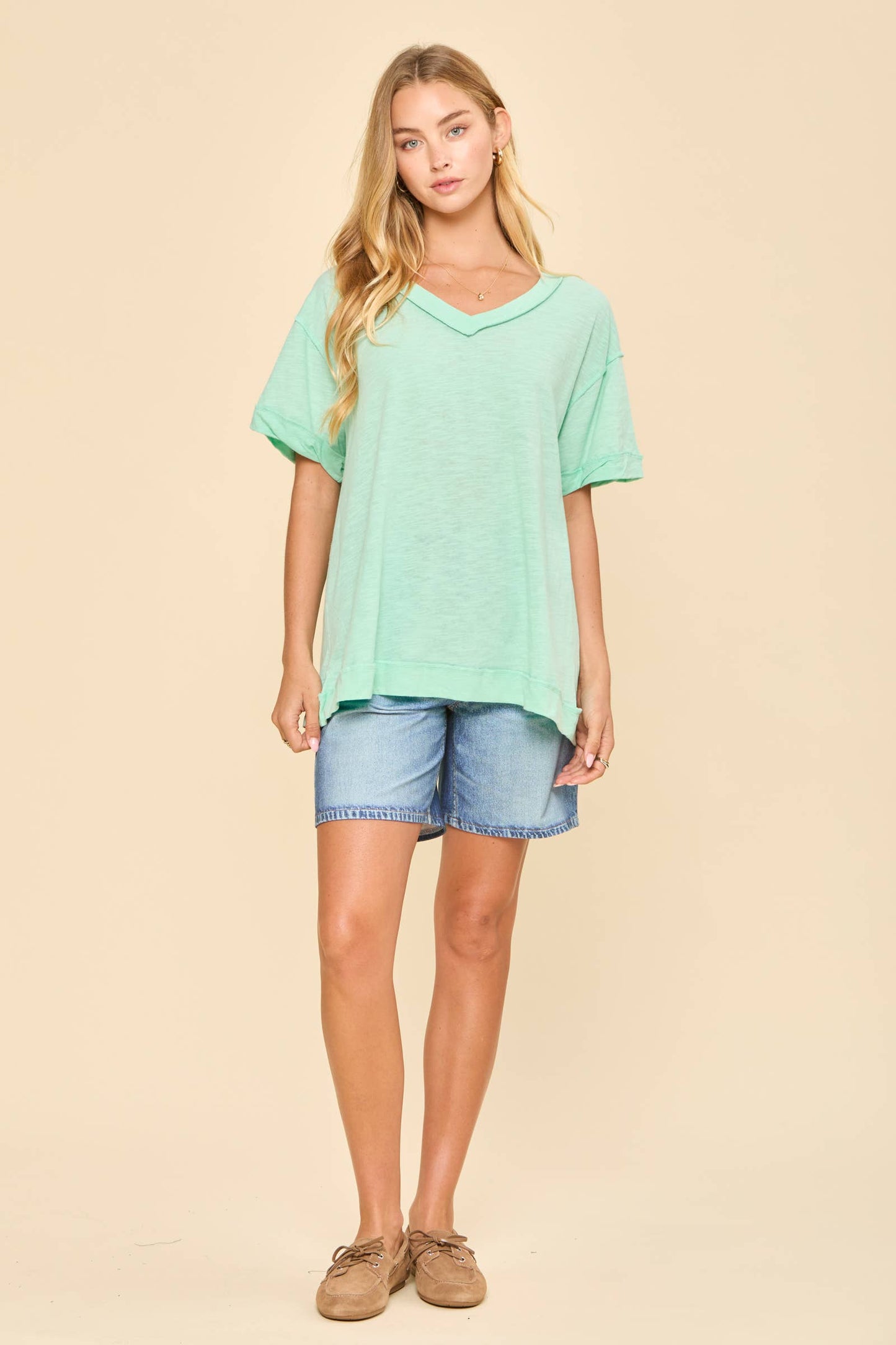 V-Neck Cotton Knit Top