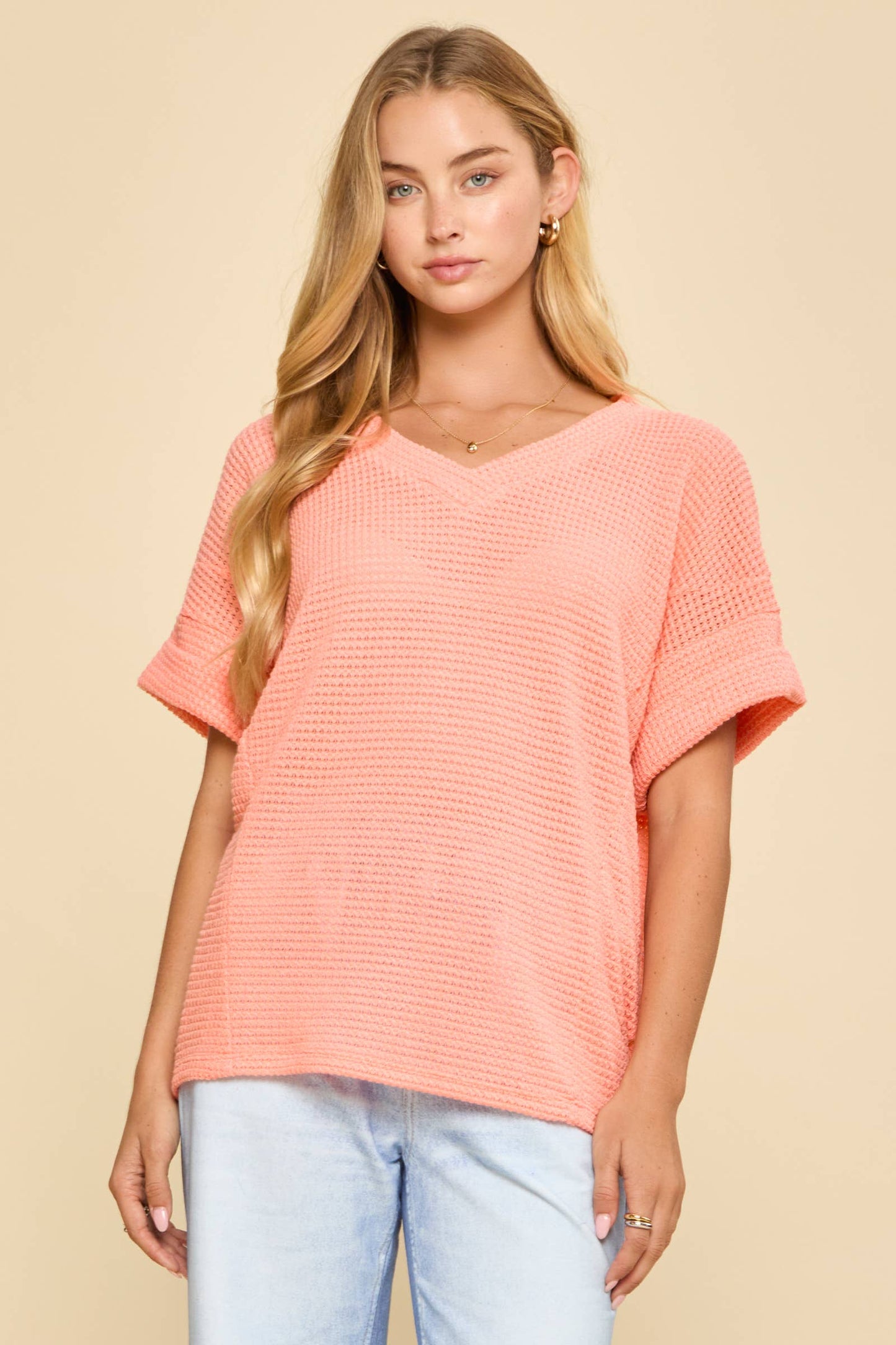 V-Neck Lightweight Sweater Crochet Knit Poncho Top