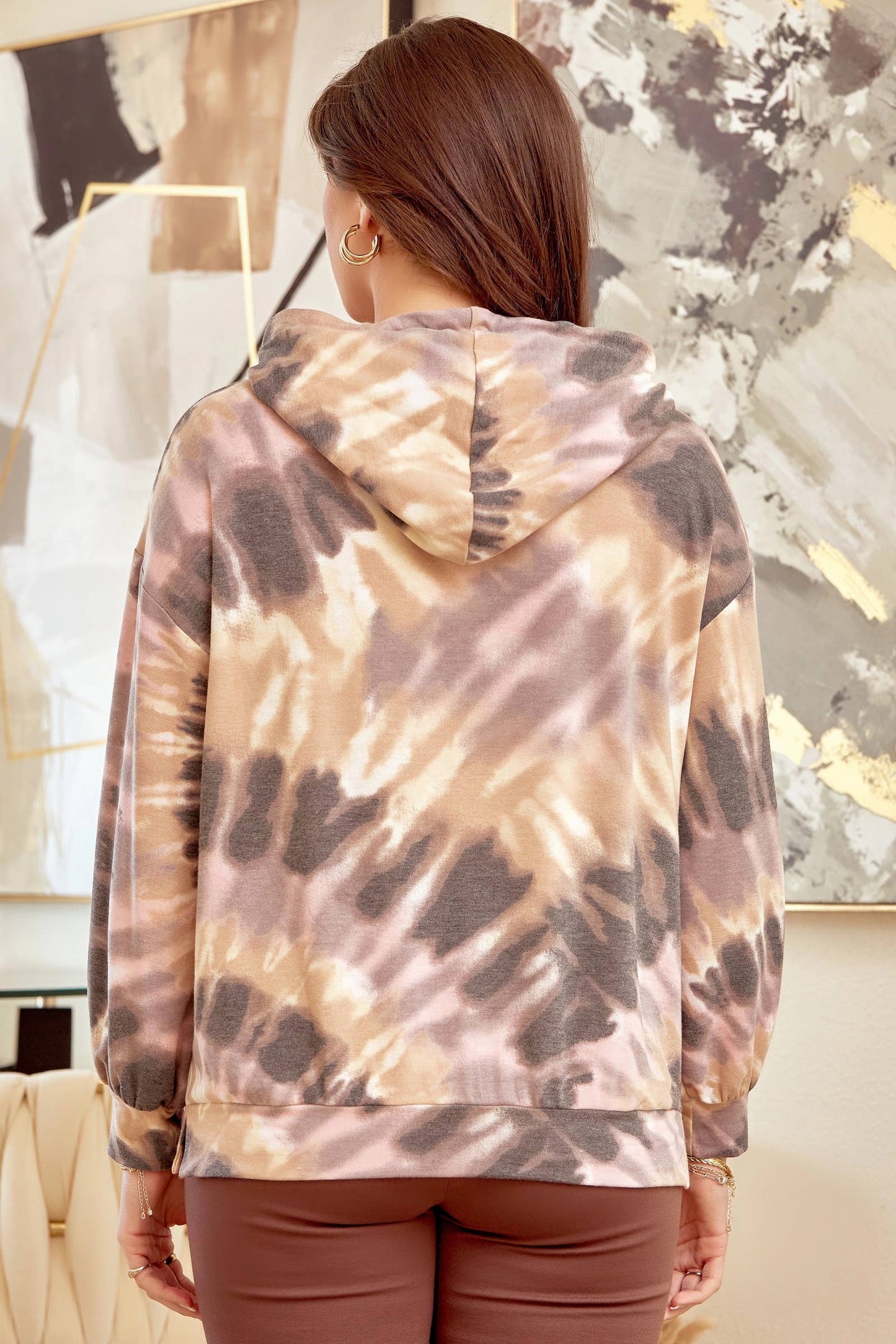 Fun Pattern Banded Sleeve Hoodie