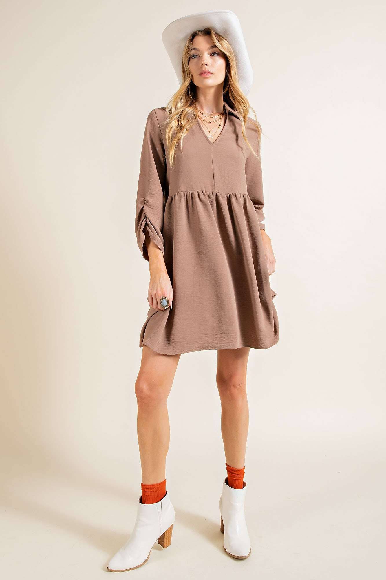 Ruched sleeve dress