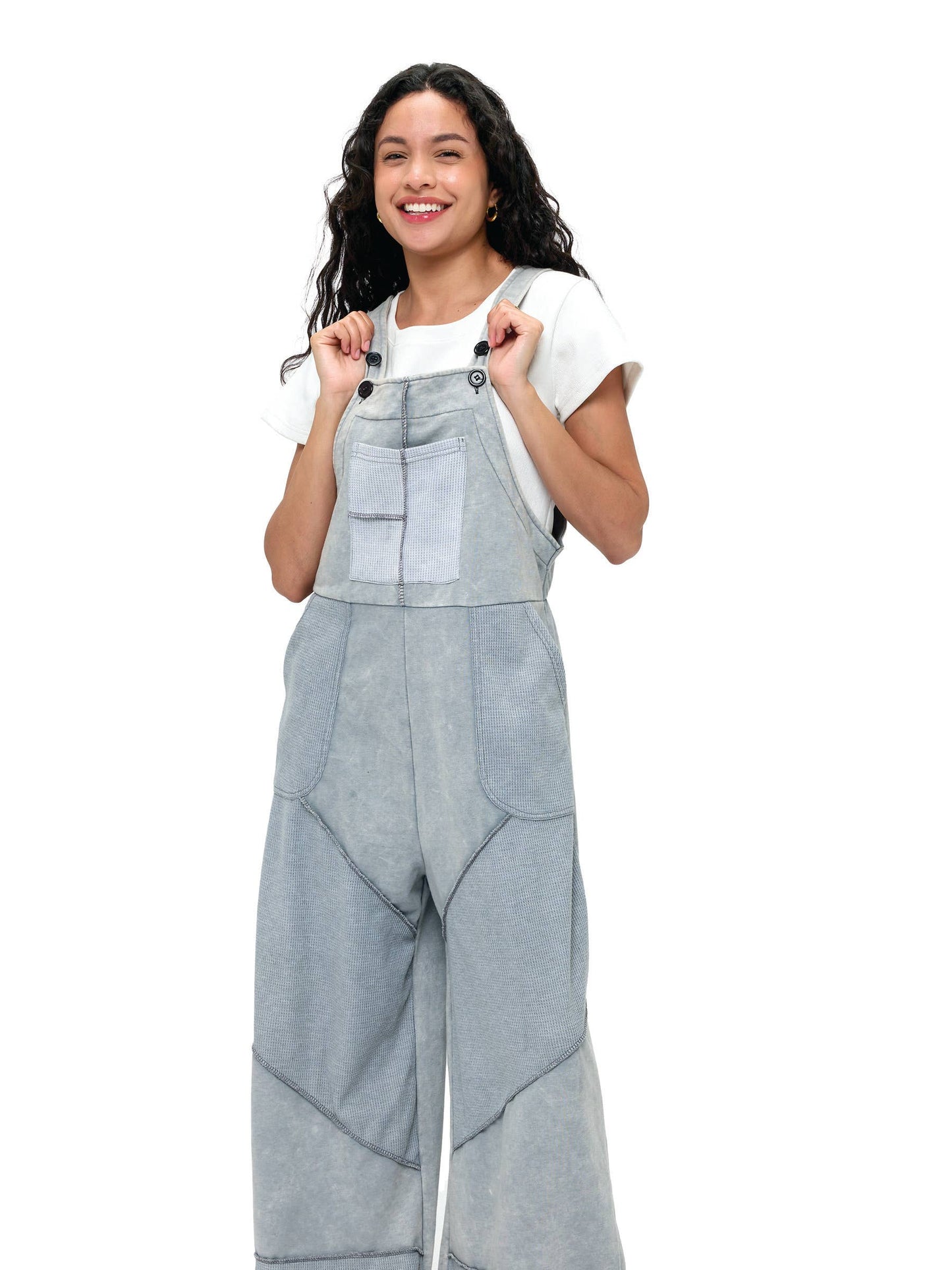 Overall Patchwork Free Spirit Waffle Knit