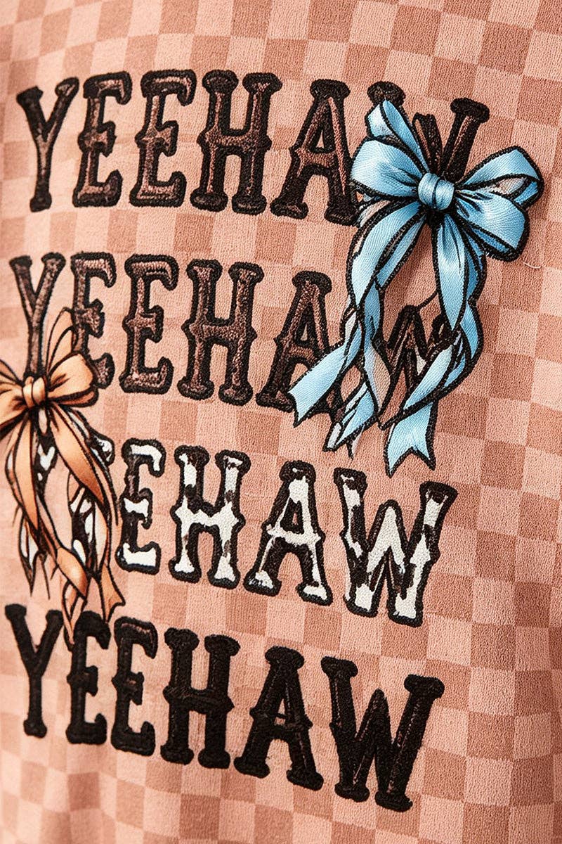 Yeehaw" Brown-tan checkered outfit.