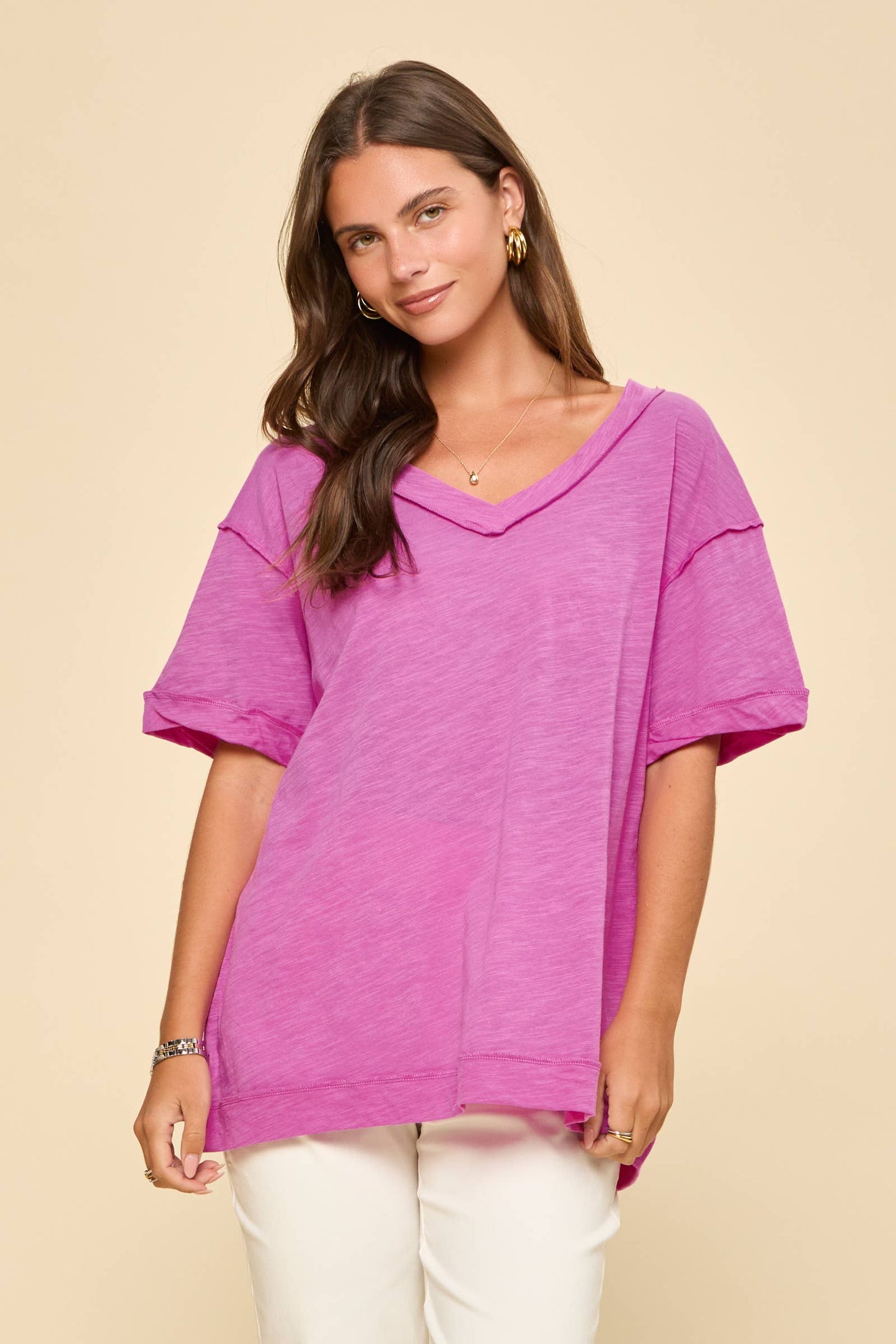 V-Neck Cotton Knit Top