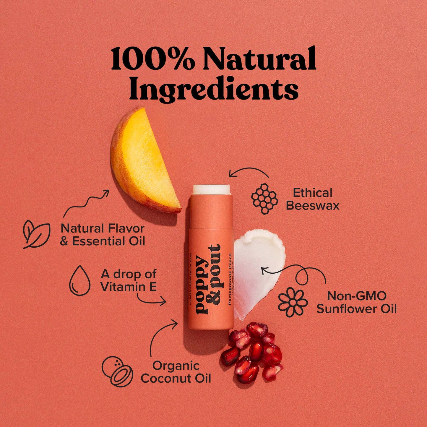 Poppy & Pout - Lip Balm, Pomegranate Peach