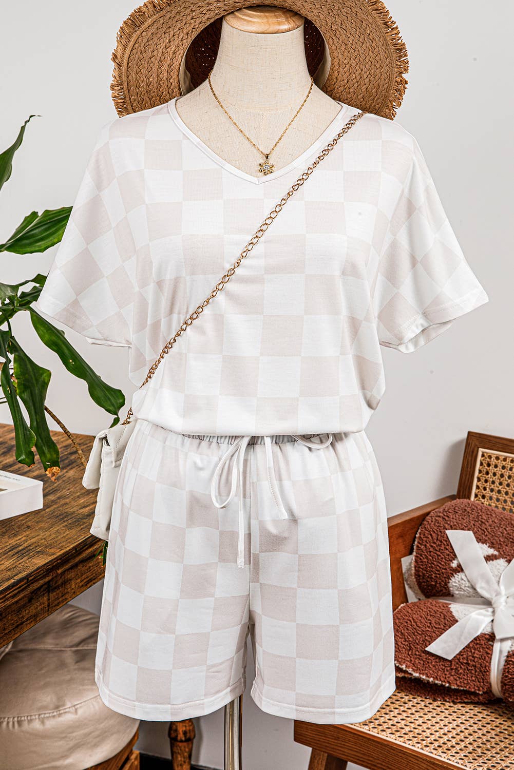 Drawstring Shorts Lounge Set