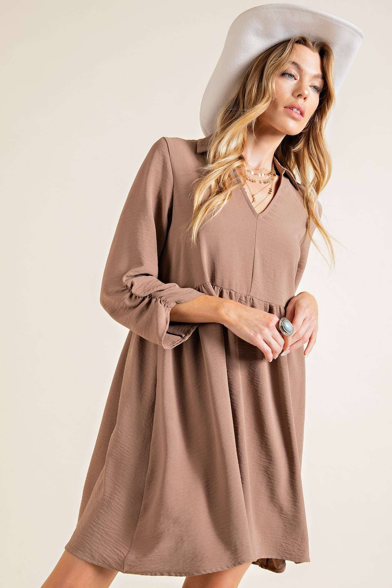 Ruched sleeve dress
