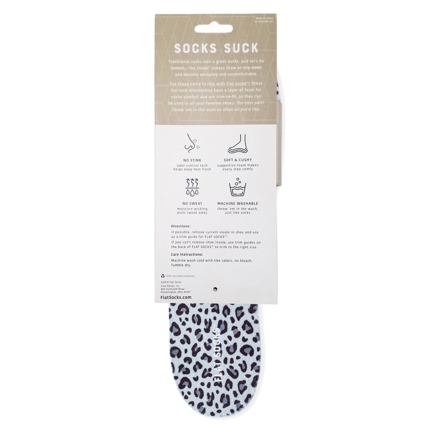 FLAT SOCKS - Snow Leopard Print FLAT SOCKS