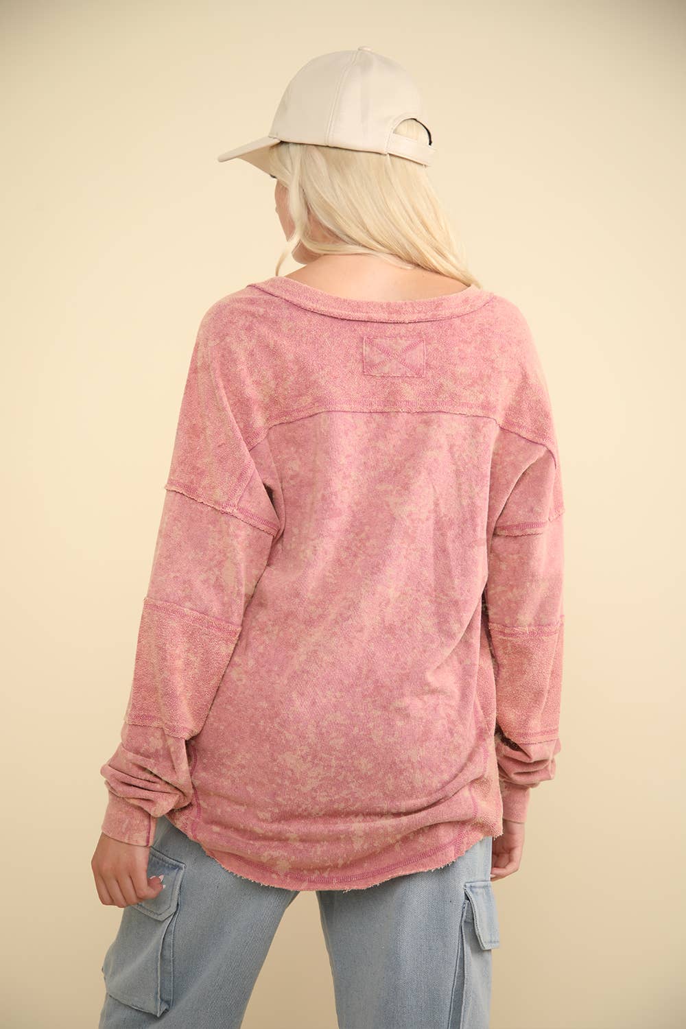 Knit V-Neck Oversized Top