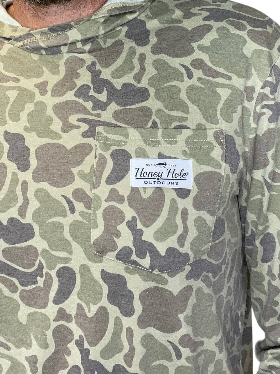 Honey Hole Outdoors - Woodland Camo Long Sleeve Performance: 2X