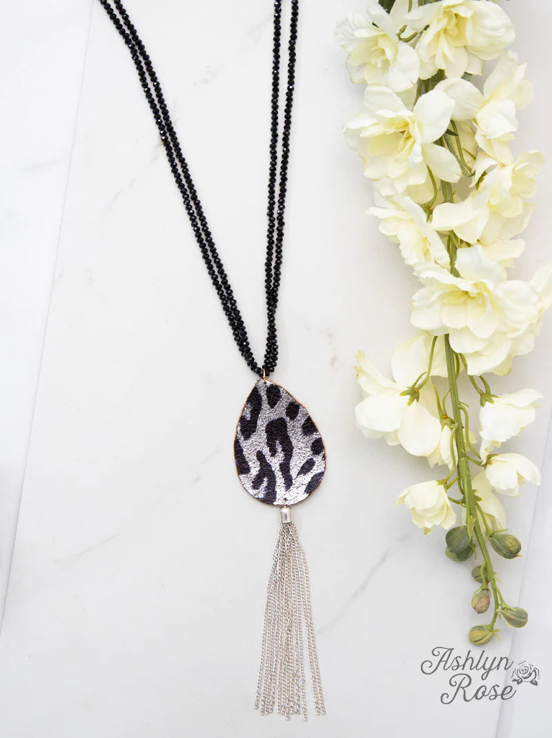 MAKE HER SPARKLE LEOPARD TEARDROP NECKLACE