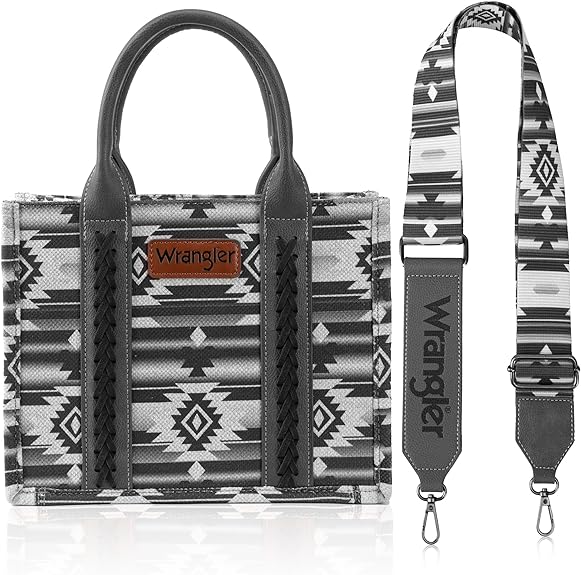 WRANGLER ALL-OVER AZTEC DUAL SIDED PRINT CROSSBODY CANVAS TOTES