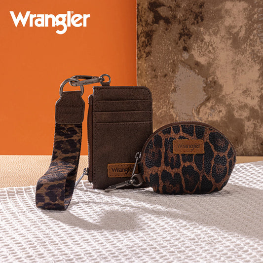 Wrangler Leopard Print Dual Pouch Wristlet