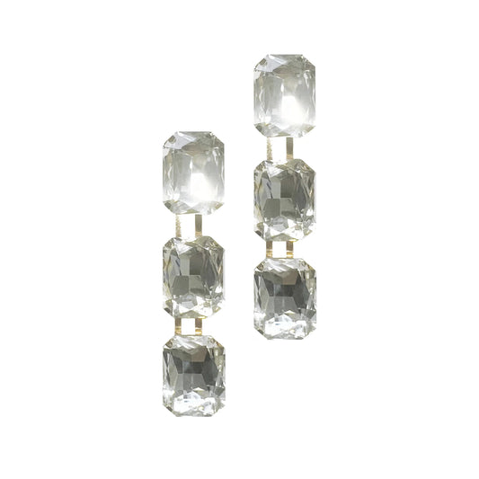 CRYSTAL TRIAD DANGLE EARRINGS