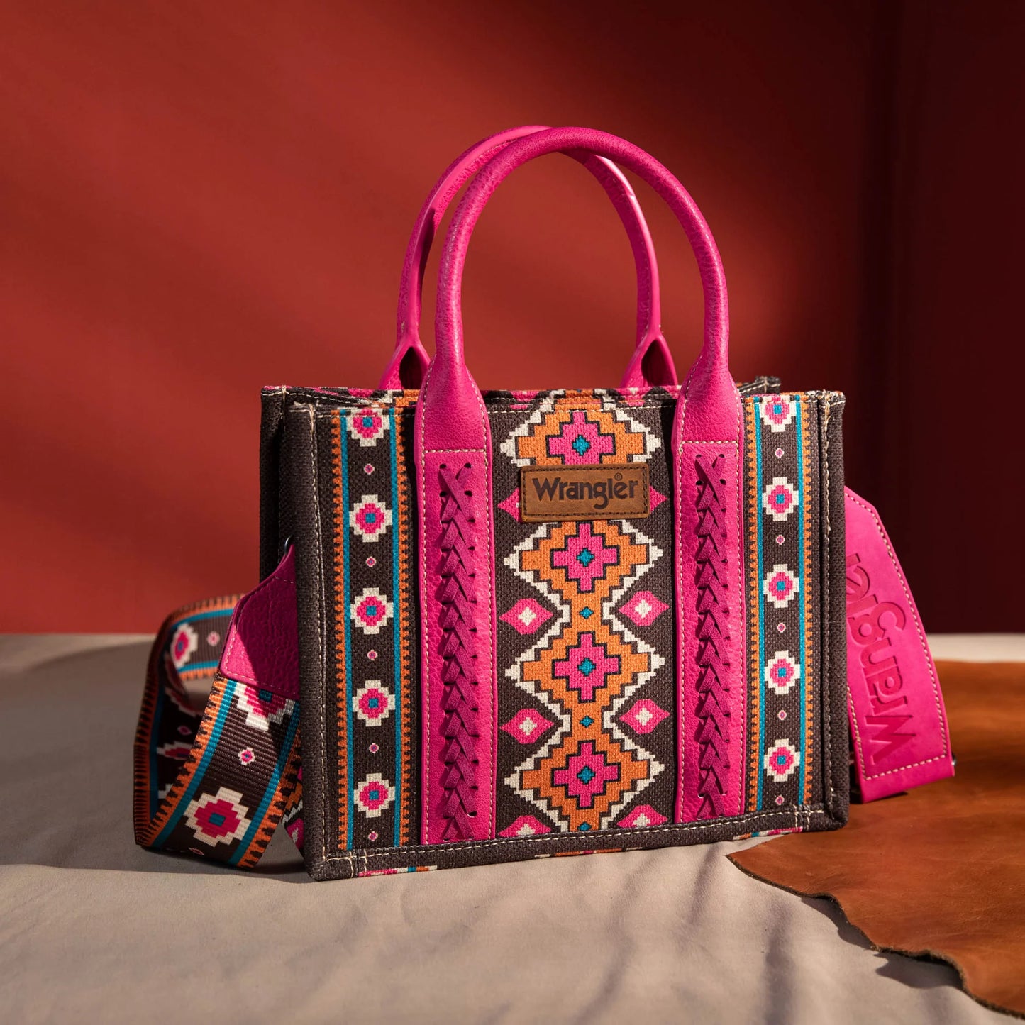 WRANGLER ALL-OVER AZTEC DUAL SIDED PRINT CROSSBODY CANVAS TOTES