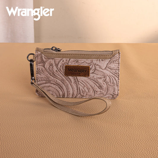 WG227-W075 Wrangler Vintage Floral Velvet Printed Mini Zip card Case Wristlet