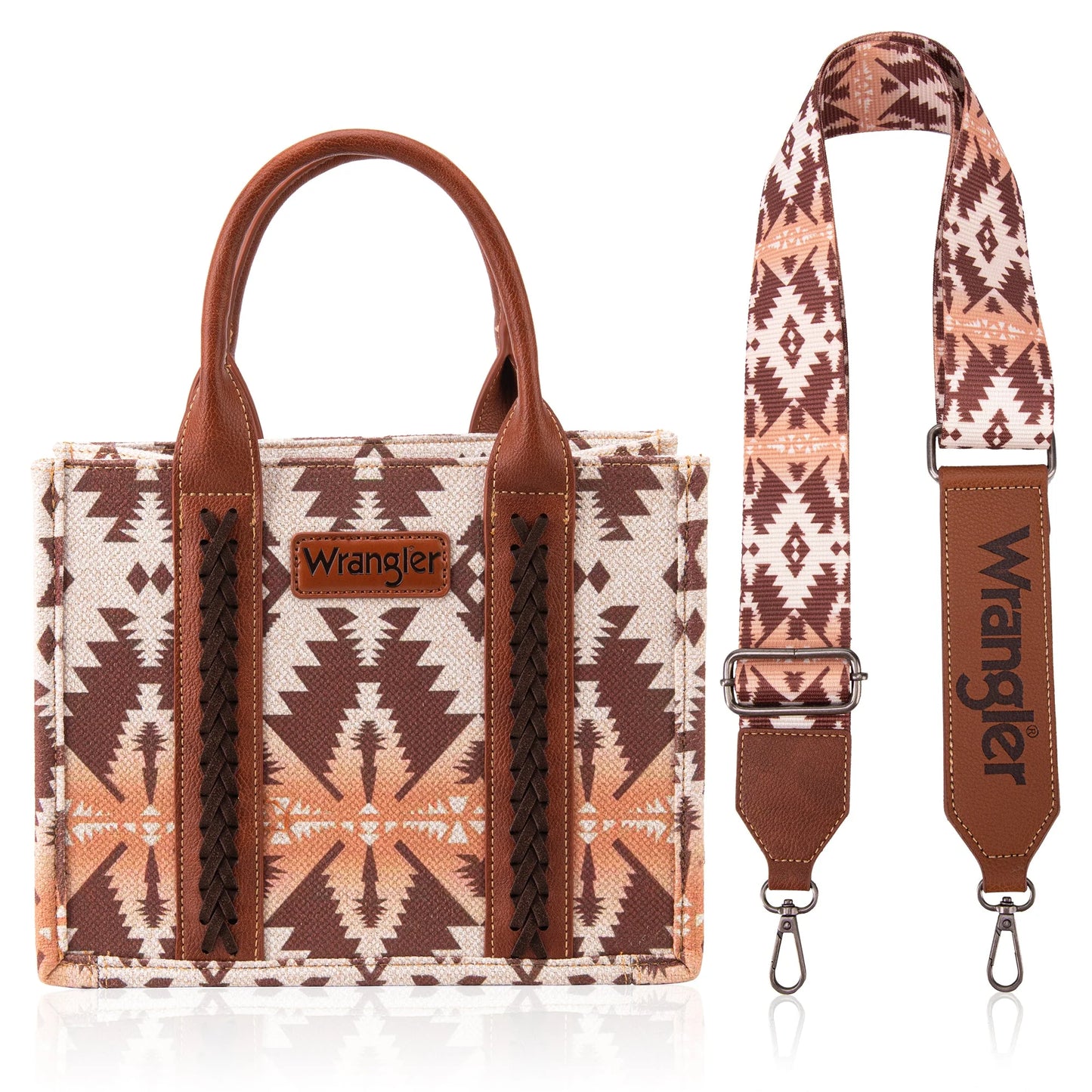 WRANGLER ALL-OVER AZTEC DUAL SIDED PRINT CROSSBODY CANVAS TOTES