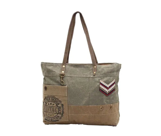 MILITARY BADGE CANVAS TOTE BAG