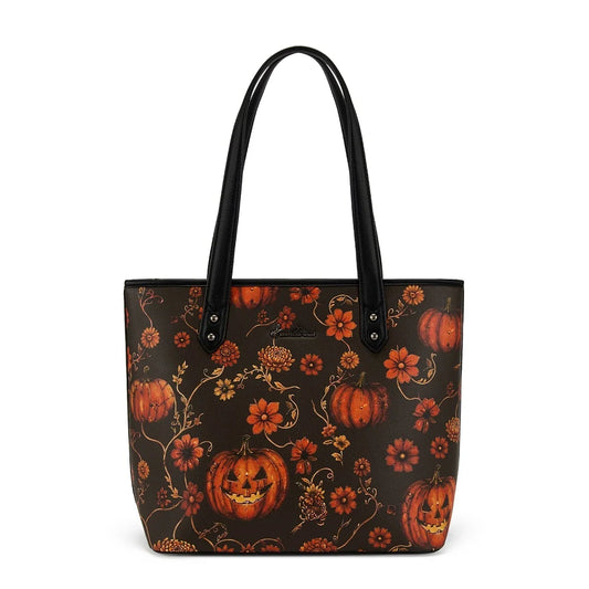 Montana West Halloween Pumpkin Floral Tote Bag