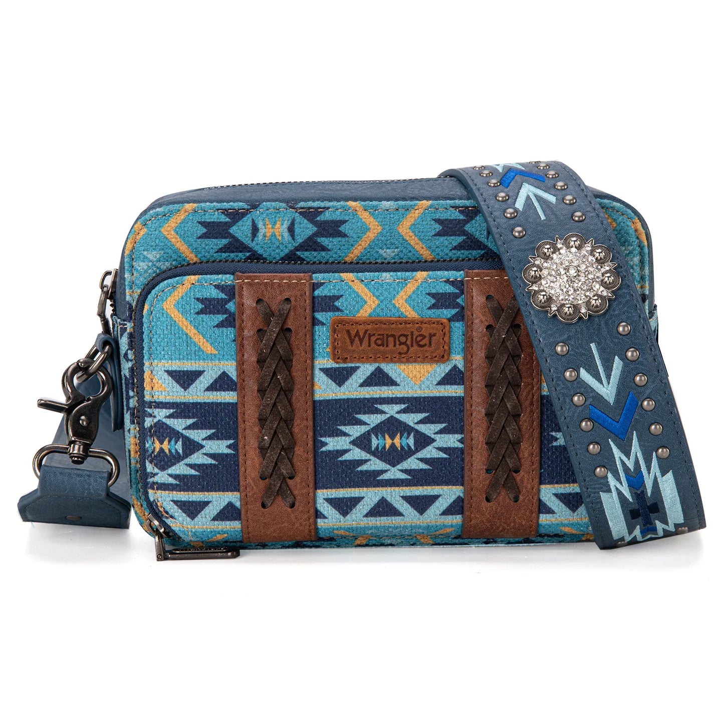 Wrangler Aztec Printed Crossbody Purse With Wallet Compartment WG2207-3003