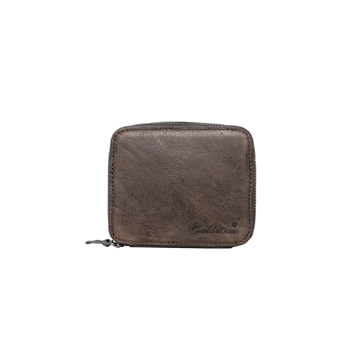 MWL-193 Montana West Genuine Leather Pill Box Travel Organizer/ Zippered Case - Coffee