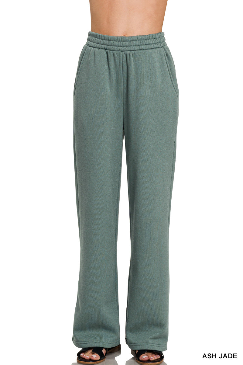 Fleece drawstring pants with pocket