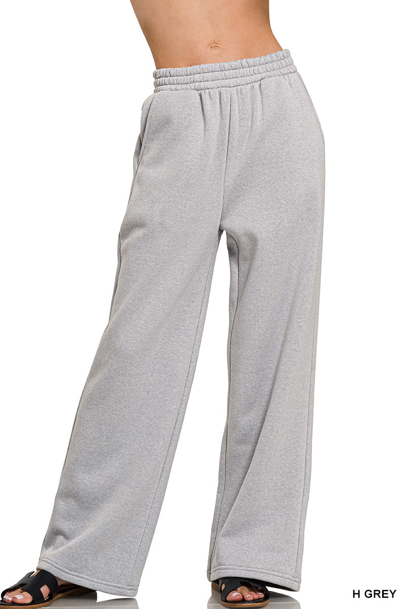 Fleece drawstring pants with pocket