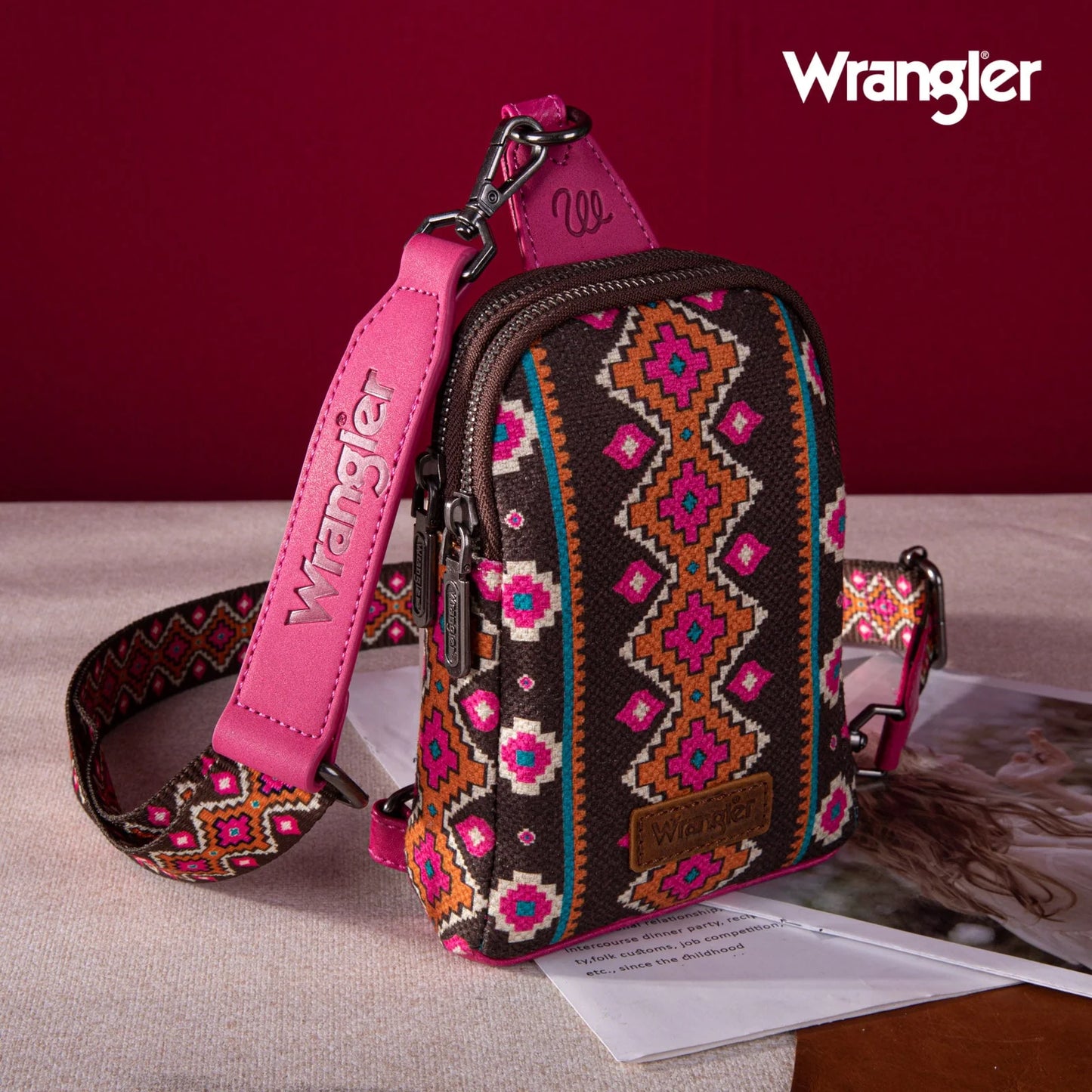 MONTANA WEST WRANGLER AZTEC PRINT CROSSBODY SLING CHEST BAG