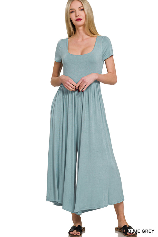 DOUBLE LAYERED SHORT SLEEVE JUMPSUITS
