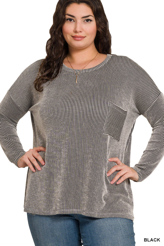 Plus Ribbed Oversize Top