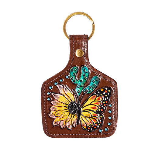 BUTTERFLY BLISS HAND-TOOLED KEY FOB