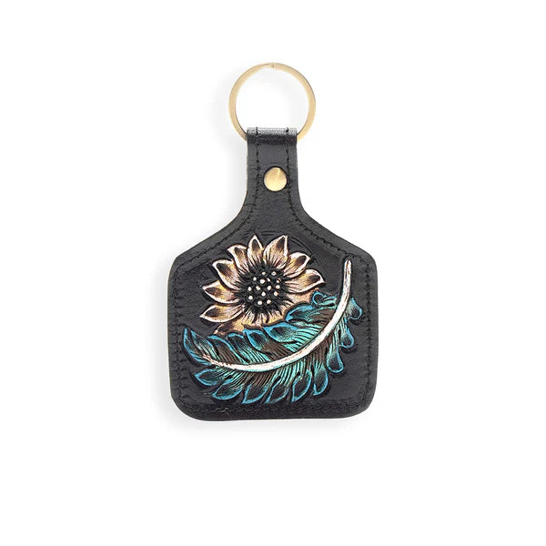 DUSTY BLOOM HAND-TOOLED LEATHER KEY FOB