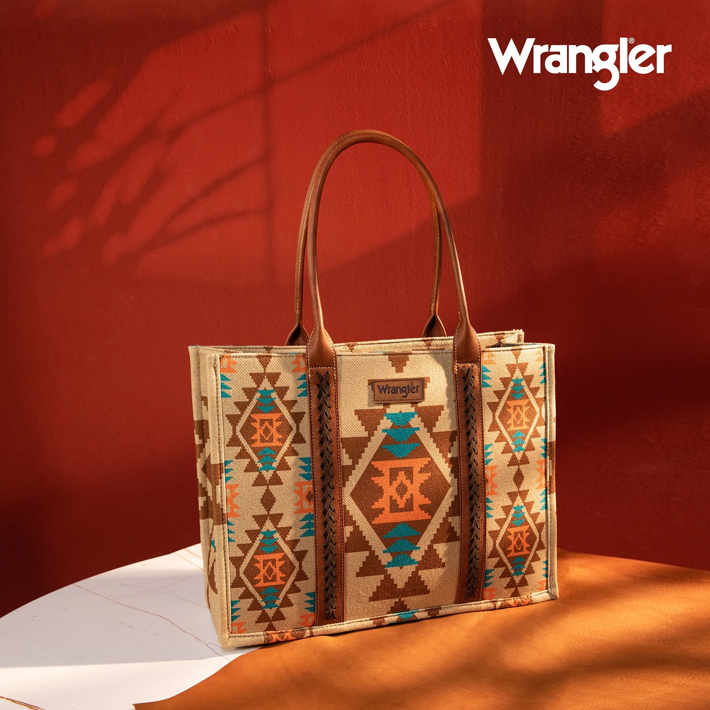 WRANGLER ALL-OVER AZTEC DUAL SIDED PRINT CROSSBODY CANVAS TOTES