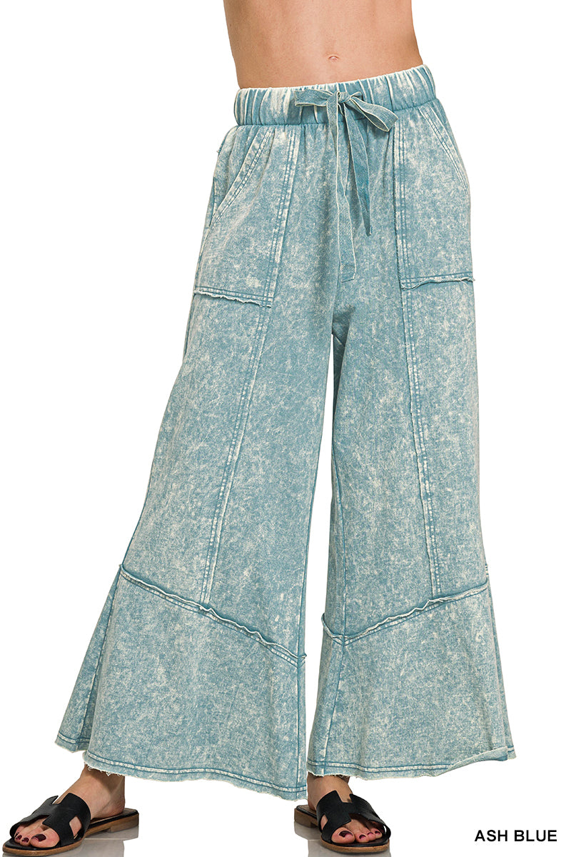 EXPOSED-SEAM FLARE HEM PANTS WITH POCKETS