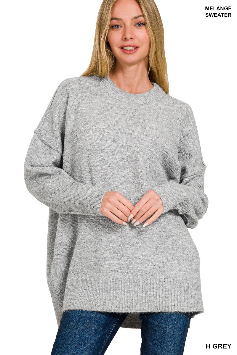 Hi-Low Hem Pocket Sweater